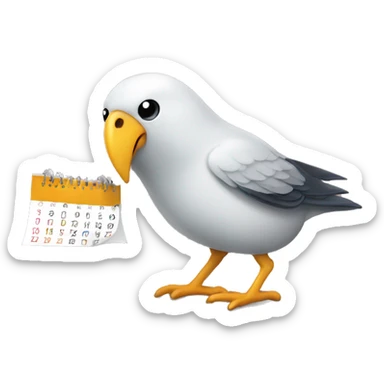 bird destroys calendar sticker