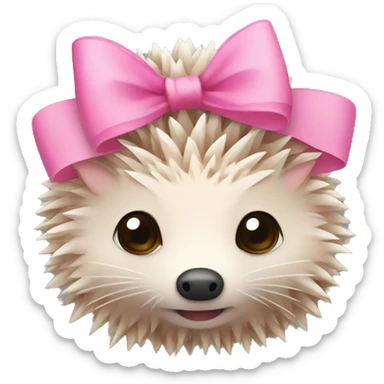 hedgehog with a pink bow sticker