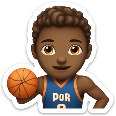 boy with brown hair and brown eyes and peach skin playing basketball  sticker