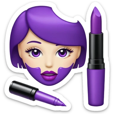 purple lipstick and cosmetics emojis sticker
