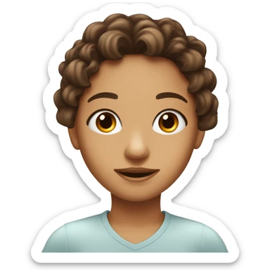 Una adolescente con ojos café claro, cabello marrón cla y con flequillo sticker