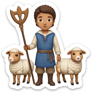 Myself at Shepherd clothes with shepherd staff with sheep sticker