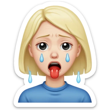 person choking themself while crying sticker