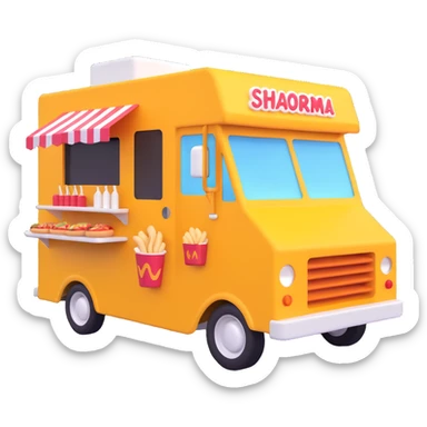 generate me a 3D shaorma food truck red sticker