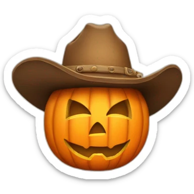 happy jackolantern with a cowboy hat sticker