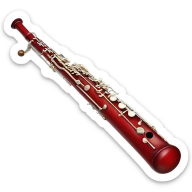 wind instrument bassoon, red wooden bassoon, long and not curved sticker