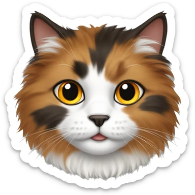 fluffy cat with orange, brown and black hair sticker