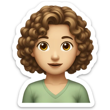 Vietnamese girl with curly brown hair need to be said good morning  sticker