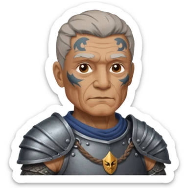 elderly tattooed knight, tattooed shoulder sticker