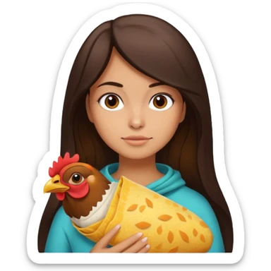Girl with DARKBROWN  hair "resting chicken burrito face" sticker