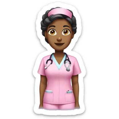 Mixed skin nurse in pink scrubs  sticker