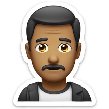 very very sad man no mustache sticker