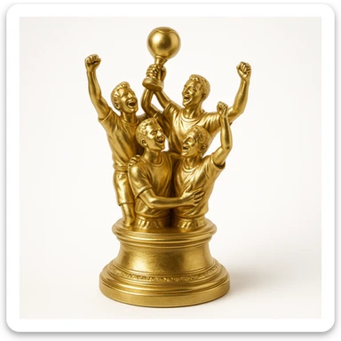 team celebrating with trophy sticker