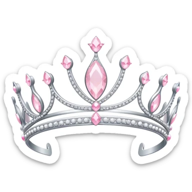 pale pink tiara sparkly silver sticker