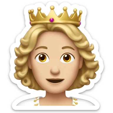 Lady in her 50s with dark blonde hair down, with a crown sticker