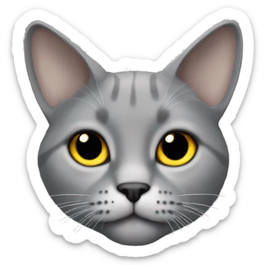 a lop-eared grey cat with a white breast and yellow eyes sticker