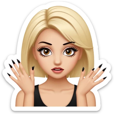 Girl with fake eyelashes and fake nails with feisty pose and sassy expression sticker