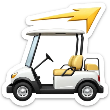 golf cart with lightning bolt to represent electric carts sticker