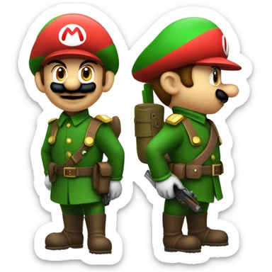 Mario and Luigi soldier sticker