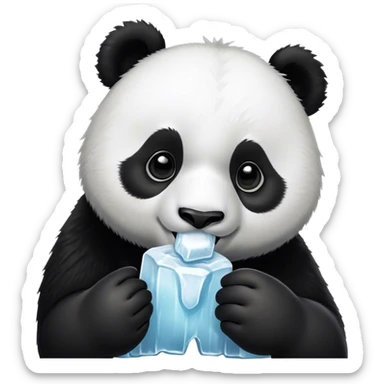 Panda eating ice creating supes cutesy  sticker