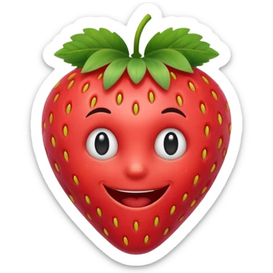 Emoji smiling with a strawberry sticker