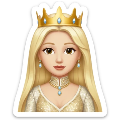 Queen of Sheba from The Bible with long blonde hair, ivory sequin outfit sticker