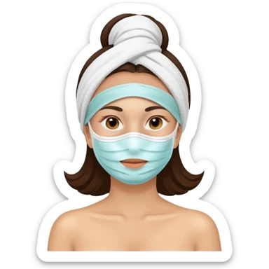 Lady with face mask spa beauty full face relaxing sticker