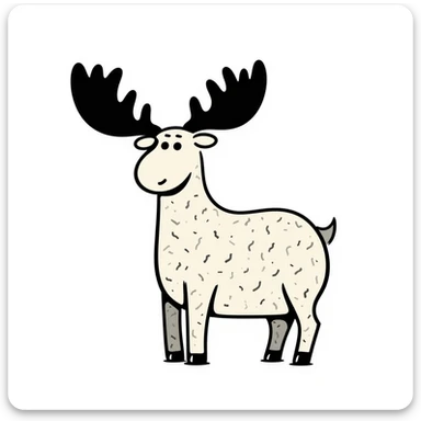 Hand drawn doodle style moose sticker