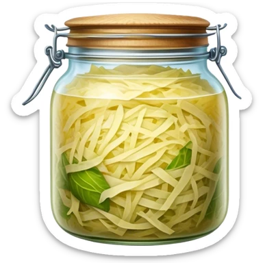 Sauerkraut Cinematic Realistic Sauerkraut Dish Emoji, depicted as tangy fermented cabbage neatly served in a traditional jar, rendered with vibrant textures and crisp, natural lighting. sticker