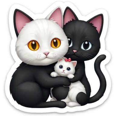 Black cat giving white cat love sticker