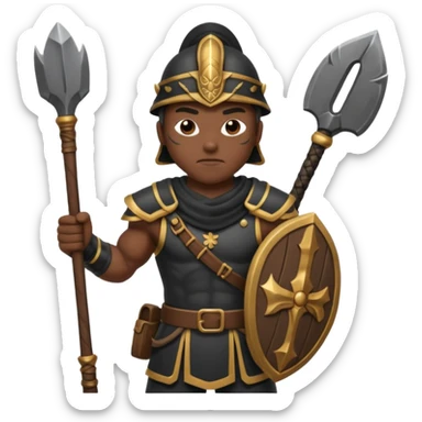 black ancient soldier with raw stick weapon sticker