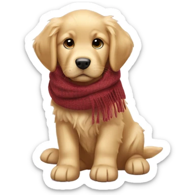 Golden retriever puppy wearing a scarf sticker
