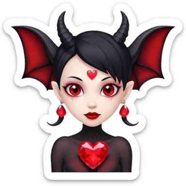 small black succubus wings, cryhstal heart red, black heart tail (HEART) sticker