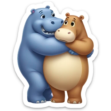 make a Hippo and Care-Bear hug sticker