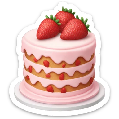 Light Pink strawberries and cream birthday cake  sticker