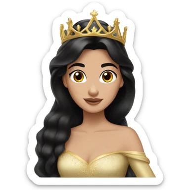 Princess Aurora with black hair with gold tiara  sticker