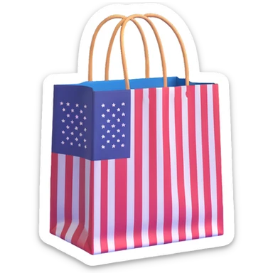 shopping bag with USA flag pattern sticker
