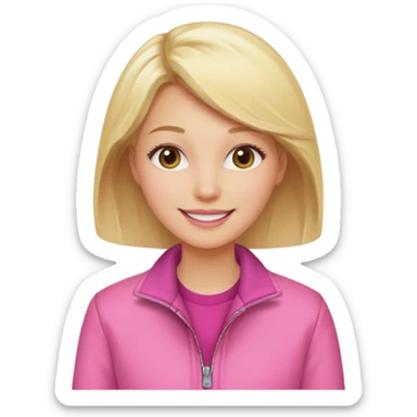 Happy blond woman in pink jacket sticker