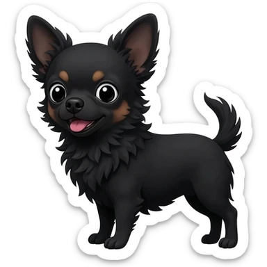 Bébé chihuahua noir marrant poil courut une sticker