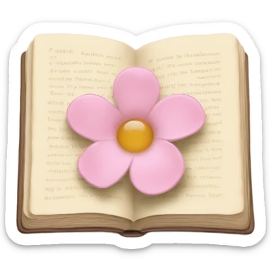 Beige Open book with light pink flower inside sticker