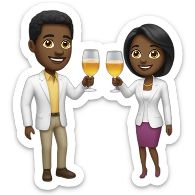 black couple toasting glasses sticker
