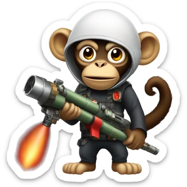 Evil monkey holding a rocket launcher sticker