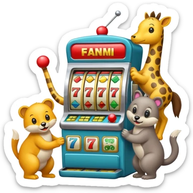 animals playing a slot machine sticker