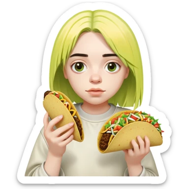 billie eilish holding taco sticker