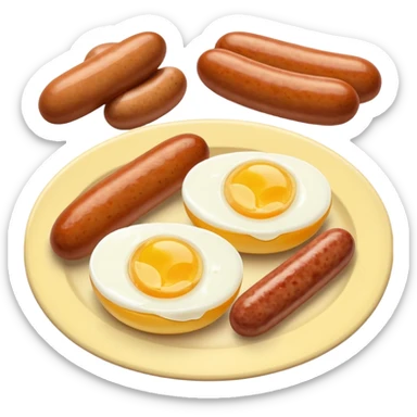 Two boiled eggs and two breakfast sausage  sticker