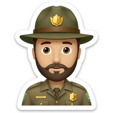 Male Park Ranger with beard  sticker