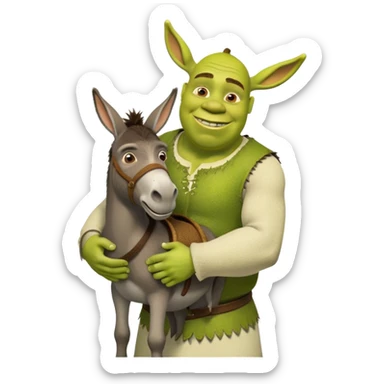 Shrek holding donkeys buřt sticker
