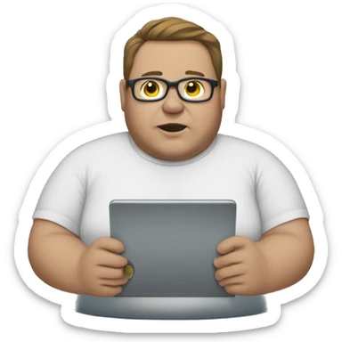 Fat guy with technology/databa sticker