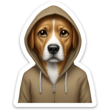 Dog wesring a hoodie sticker