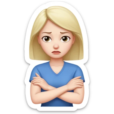 woman arms crossed with irritated sticker